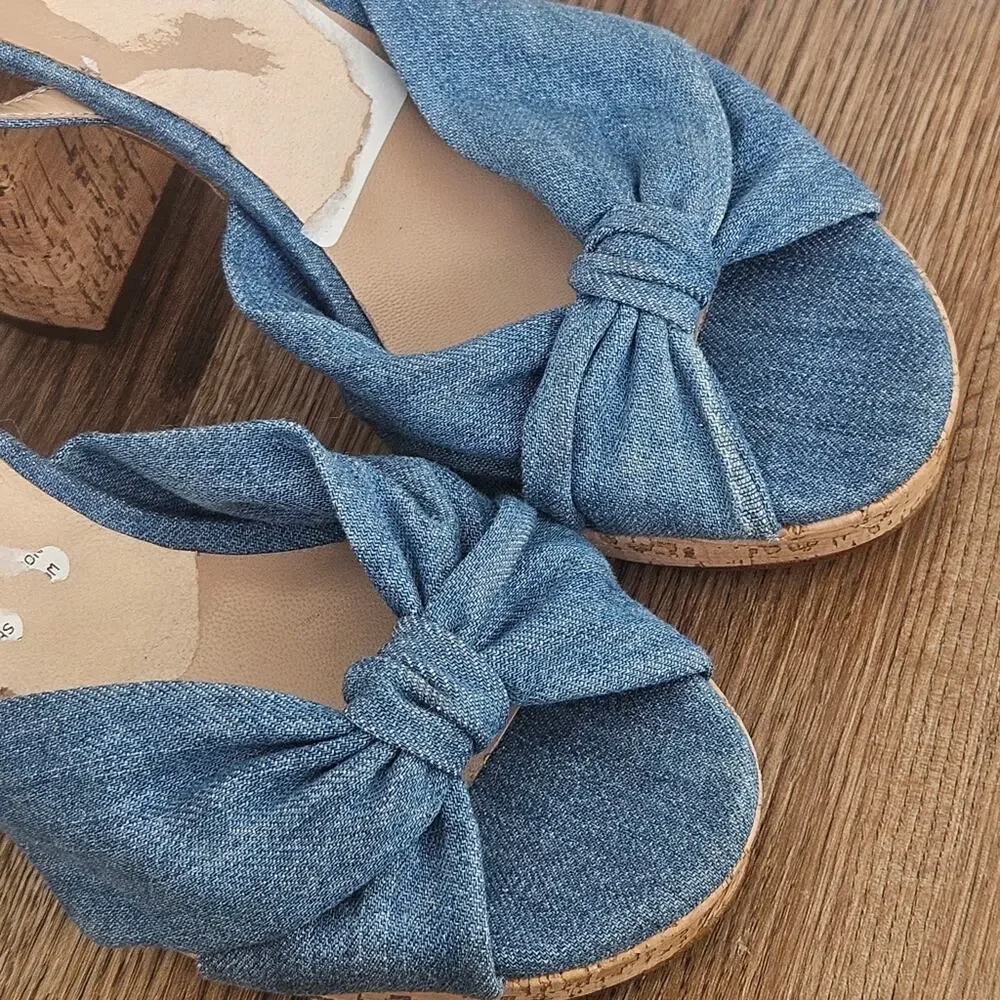 LK Bennett Amanda Espadrille‎ Platform Sandal Size 39 / 9 Blue Denim